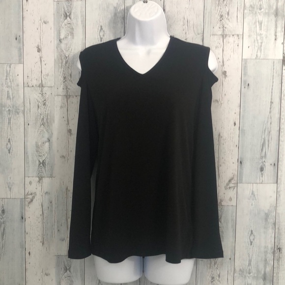 Susan Graver Cold Shoulder Black Top Sz: XXS - Picture 1 of 8